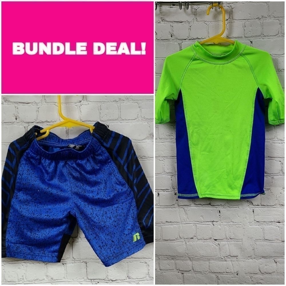 Bundle Deal: Russell Kids Shorts & O'Rageous Green Athletic Top Boys 4/5 XS Kids